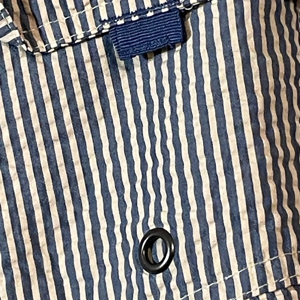 J. By J. CREW Swim Trunks Men's 36 Seer Sucker Built-in Lining Blue White Preppy